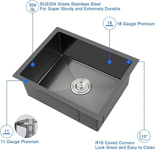 Stainless Steel Handmade Single Bowl Kitchen Sink factory