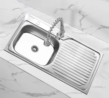 Ühe kausiga veniv ristkülikukujuline harjatud valamu
